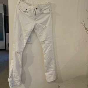 White Slim Denim Regular Waist Jeans